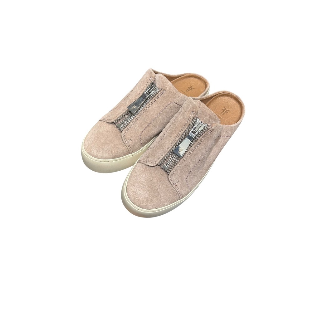 Frye Lena Zip Mule Sneakers Womens Rosewood Pink Suede Slip On Platform Shoes 6m